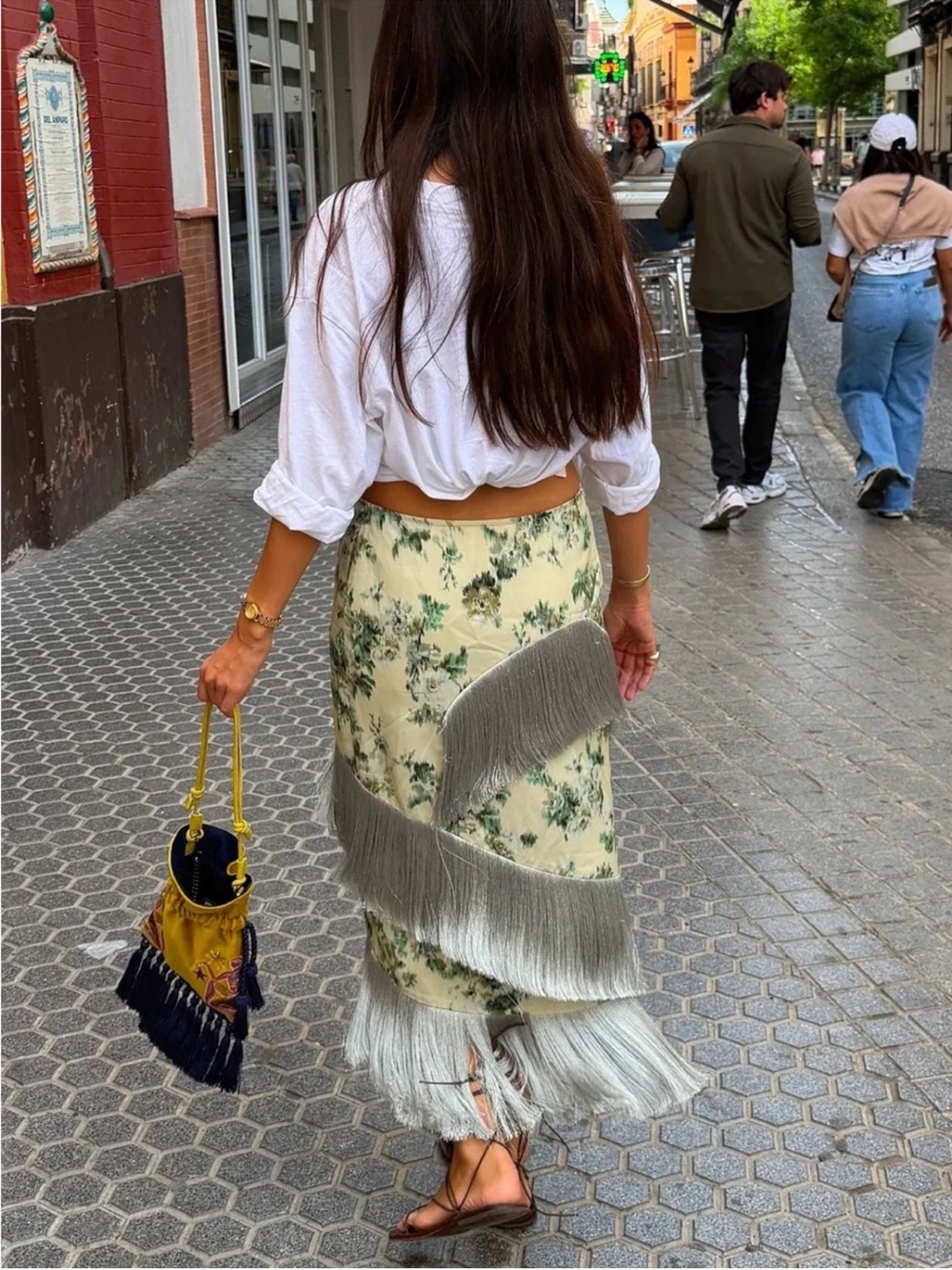 ❗️BLOGGERS FAVORITE❗️ZARA LIMITED EDITION FLORAL FRINGE SKIRT - Picture 5 of 16